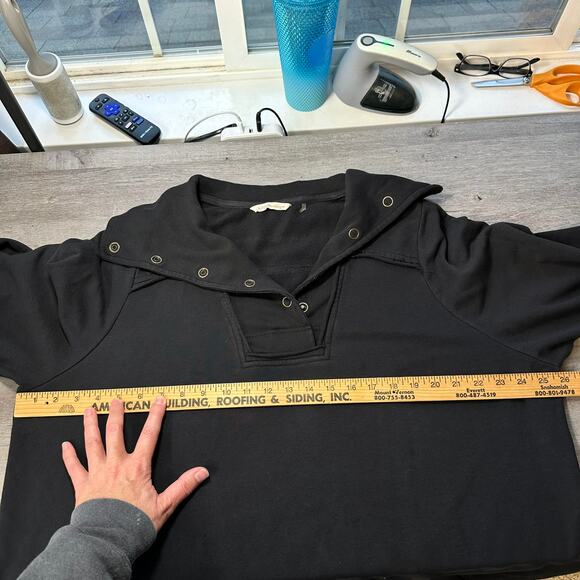 Soft Surrounding Snap Shawl Collor French Terry Sweatshirt Black 2X - Picture 9 of 11